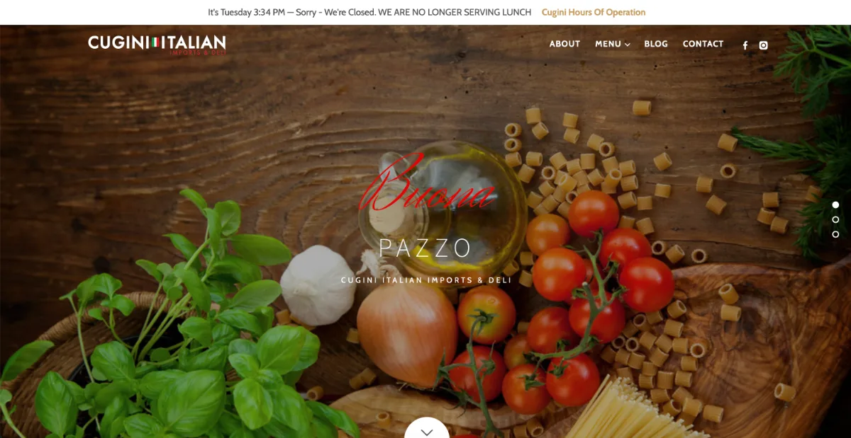 Cugini website home page