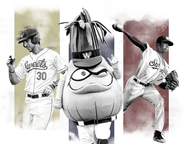 Sweets player and mascot brand graphic